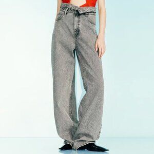 H&M Studio Collection Wide-Leg Paper-Bag Jeans Size EU 32 / US 0